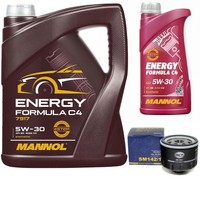 MotoröL Set Mannol 5W30 C4 API SN 6 Liter + ÖLfilter FüR Renault Scenic Suzuki