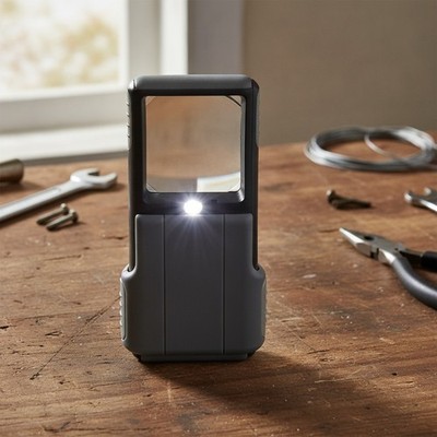 LED Magnifier 5X Lighted Pocket Magnifying Glass with Sleeve Gray