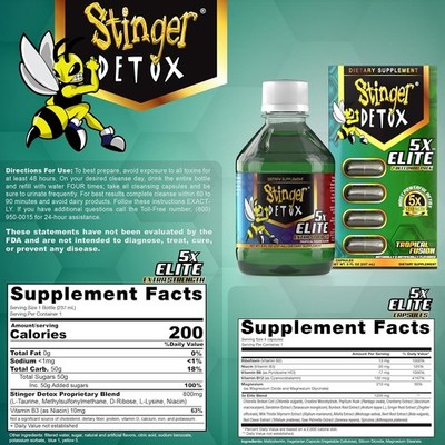 Stinger Detox 5X Elite Extra Strength Combo Pack Tropical Fusion