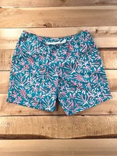 J.Crew Flex Swim Trunks Men's Large Teal Pink Floral 8" Inseam NWT Beach