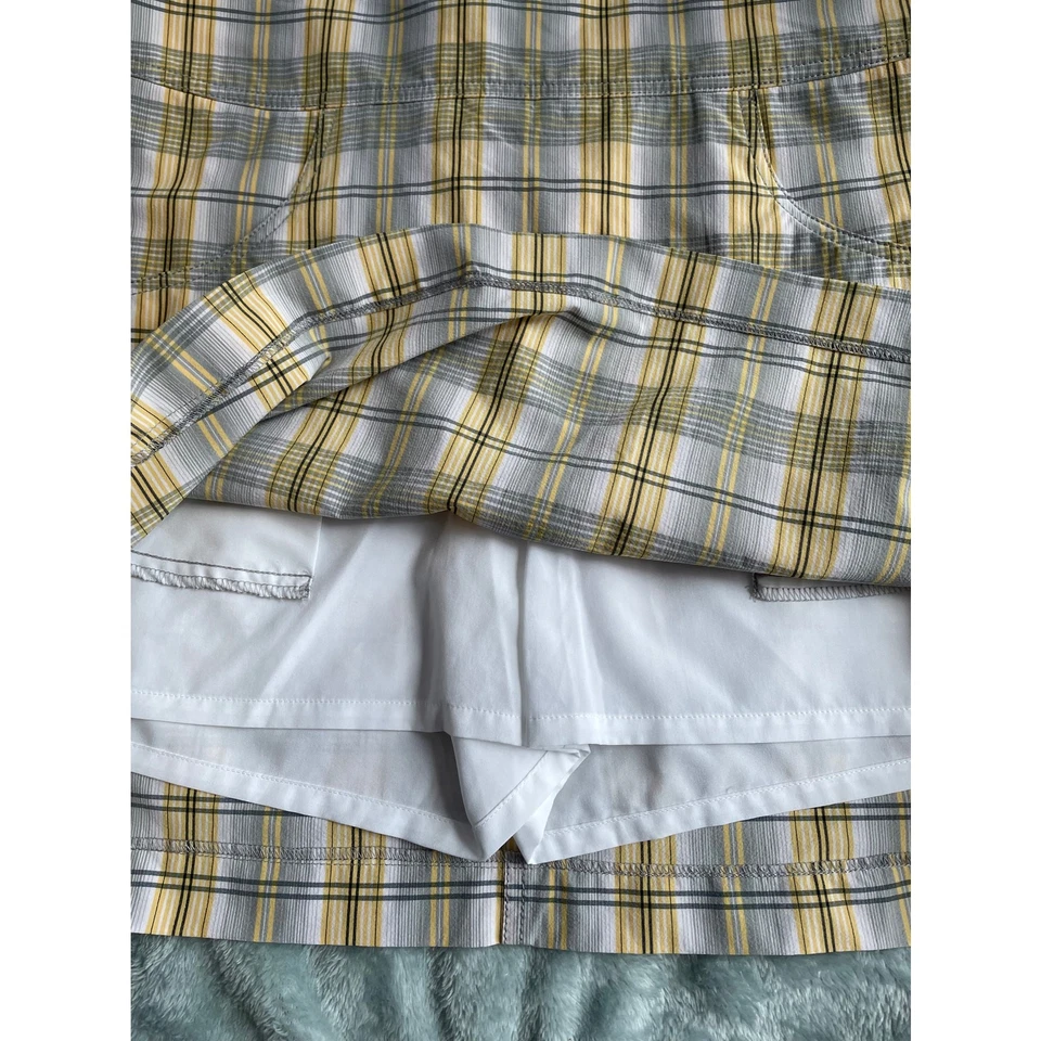 Annika Cutter & Buck Pantalón Corto de Golf a Cuadros Amarillo Gris Blanco Mujer Talla 8 Foto 3 de 4