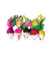 NEW lot of 5 cat toys mouse mice feathers