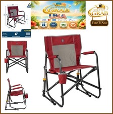 Folding Rocking Camping Chair 250 lb Capacity Steel Frame Mesh Back Cup Holder