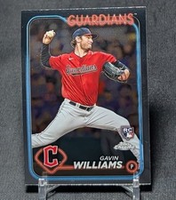 Gavin Williams Rookie RC 2024 Topps Chrome Baseball Card #15 Cleveland Guardians. rookie card picture