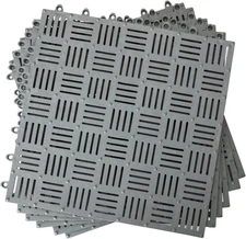 12Pack 12" X 12" Interlocking Rubber Floor Tiles PVC Drainage Mat Pool Mats for 