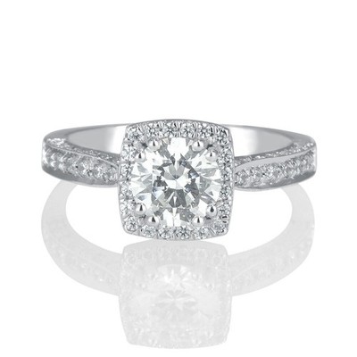 3 2/3 CT Moissanite Engagement Ring Round Cut D-F/VVS1 18K White Gold Size Selec