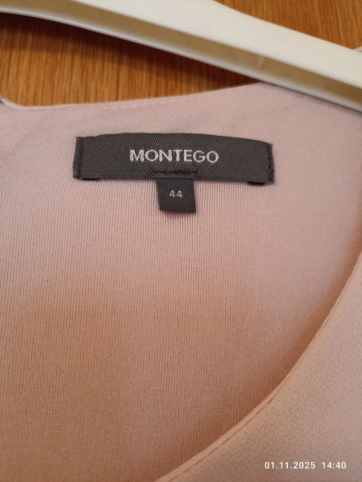 Montego Kleid, altrosa, knielang, mit silbernem Gürtel (Gr. 44) - Bild 3 von 3