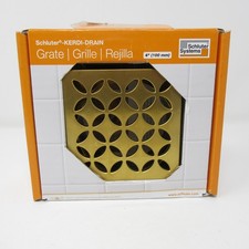 Schluter Kerdi Drain Floral Shower Grate Kit Brushed Vintage Gold 4" grate NEW