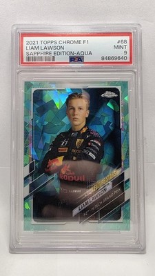 2021 Topps Chrome Sapphire Edition Aqua F1 F2 Liam Lawson #68 /99 PSA 9