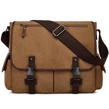 Vintage Canvas Computer Messenger Bag 15-15.6 Inch Laptop Satchel Shoulder Ba...