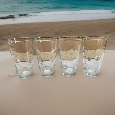Vintage Libbey Circle Design Pint Glasses 16oz Clear NOS Set of 4