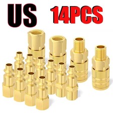 Quick Connect Brass Air Coupler and Plug Kit - 1/4-Inch NPT Fittings, 14 count