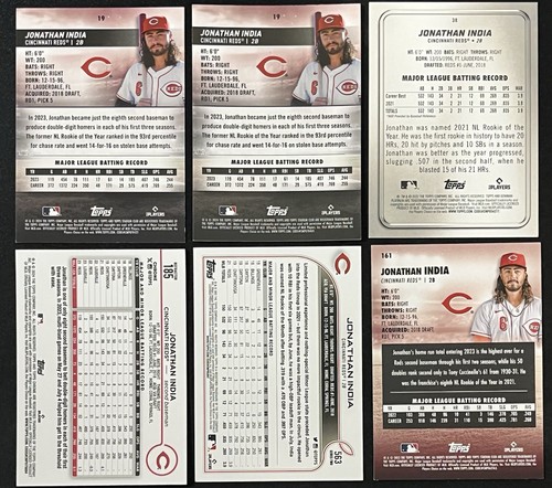 Lote de 6 cartas MLB Jonathan India Cincinnati Reds Topps refractor, trofeo copa y más - Imagen 5 de 7