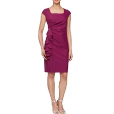 Alex Evenings Women's 2 Passion Ruffle Detail Mini Sheath Dress Cocktail M3-12