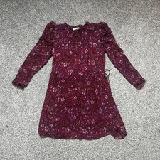 Ulla Johnson Silk Floral Dress Sz 10UK 6US M Long Sleeve Boho Ruffle Ruched