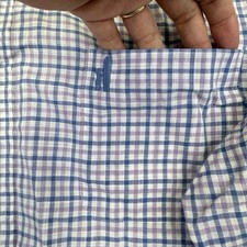 Johnnie O Hangin Out Button Down Shirt Mens Large Purple Blue Check Long Sleeve