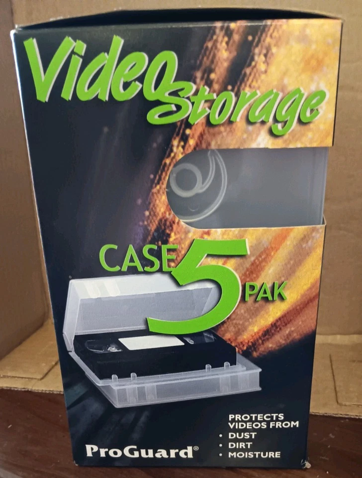 Nuevo en caja Estuche de almacenamiento de cinta VHS Proguard Paquete de 5 Estuche de plástico transparente VCR NUEVO  Foto 3 de 4