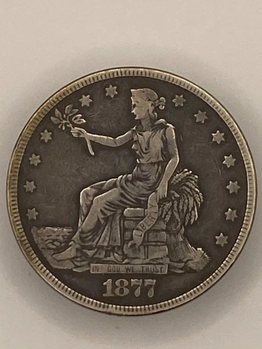 1877 P Trade Dollar Silver $1 US Coin VF Details Circulated Philadelphia Mint
