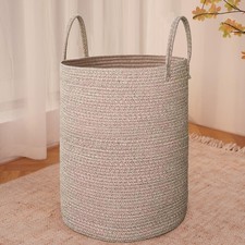 Large Woven Laundry Basket Hamper,80L Cotton Rope Storage Bin for Blankets,To...