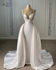 White Mermaid Wedding Dress With Detachable Train Sweetheart Elegant Bride Gowns
