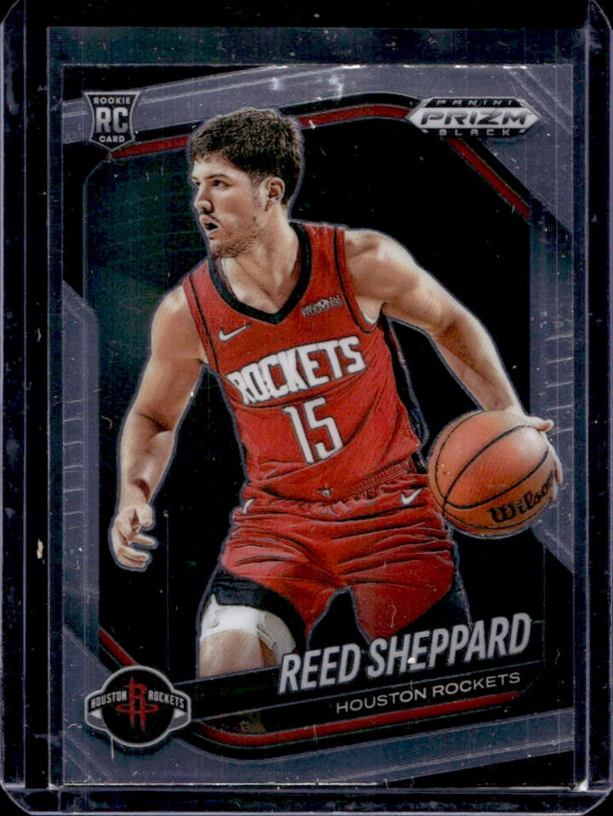 2024-25 Prizm Black Reed Sheppard RC Rookie #145 Rockets