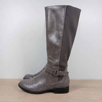 Naturalizer X-Anita-N Boots Women 8 Gray Leather Knee High Riding Classic