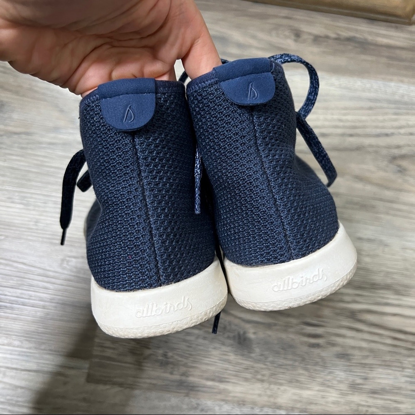 SAOLA Scarpe sneakers alte Allbirds Tree Toppers suola bianca marina taglia 6