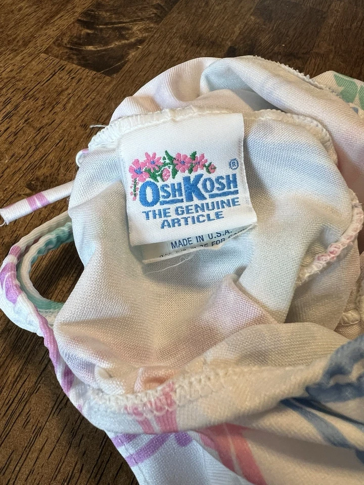 Traje de baño vintage genuino OshKosh B'gosh con arcos pastel con volantes 12 meses EE. UU. Foto 4 de 4