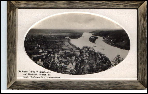 1911 Rahmen Prägekarte RHÖNDORF HONNEF Rhein Drachenfels Grafenwörth Nonnenwörth - Bild 1 von 1