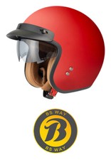 Jethelm mit Visier Motorradhelm Halbschalenhelm Vespa Moped Mofa Scooter Rot