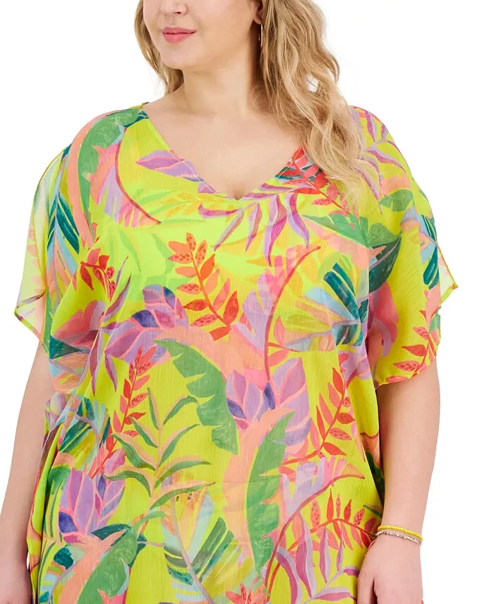 NWT Becca Etc. Women Costa Printed Bella Tunic Swim Cover-Up Sz 0X-3X $99 LLL451 - Image 2 of 3