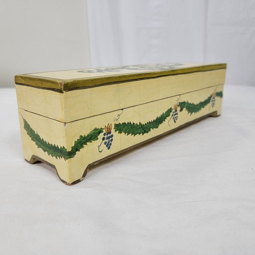 Foreside Wooden Wood hinged box yellow topiary grapes 11x3x3 sectioned sections