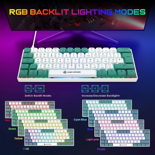 60% Teclado mecánico de sublimación de tinta para juegos Compacto RGB retroiluminado USB C para PS4 - Imagen 12 de 24