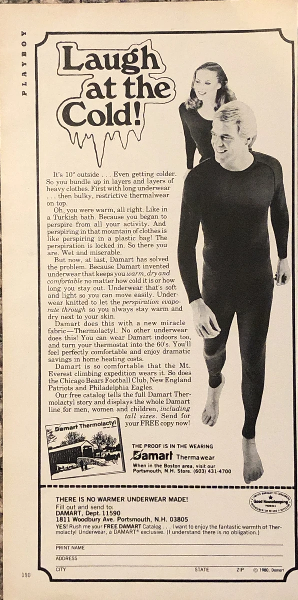 PRINT AD 1980 Damart Thermawear Thermal Underwear Thermolactyl Laugh At Cold