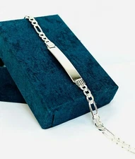 Kids Baby ID Bracelet Sterling Silver/ Figaro Baby Bracelet 6.25" Free Engraving