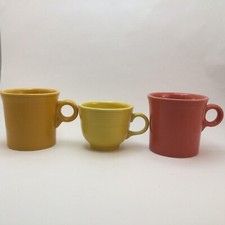 Fiesta Ware Fiestaware Lot of 3 Coffee Mugs - Yellow Pink - Made In The USA