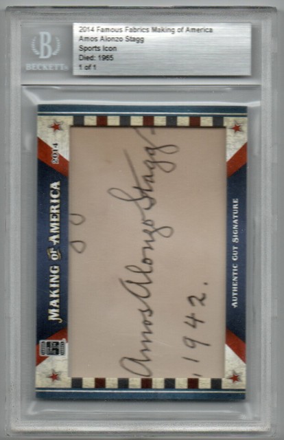 2014 Famous Fabrics Ink Making of America Amos Alonzo Stagg Auto 1/1