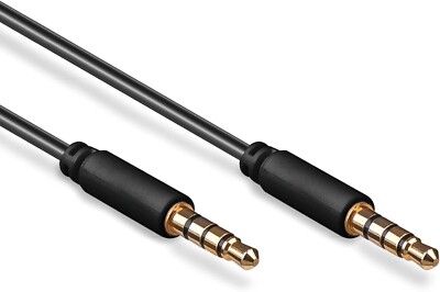 2m Audio Verbindungskabel Stereo 3,5 mm Klinkenkabel AUX Klinke Stecker 4-Pol