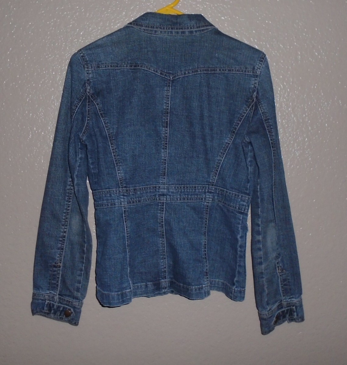 DKNY Jeans Zip Front Blue Denim Jean Jacket Long Sleeve Snap