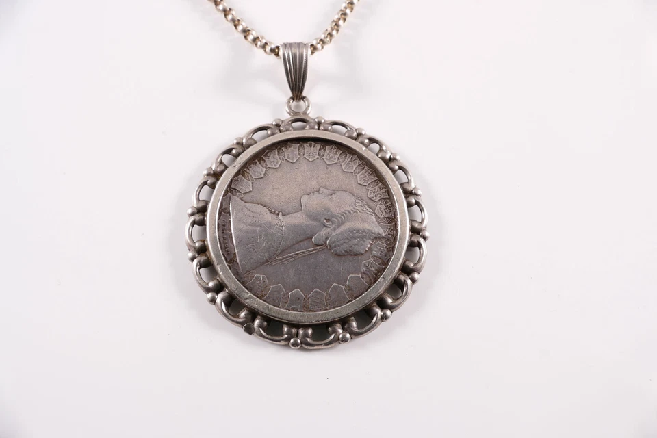 Kette mit Anhänger Collier mit Münze 1500 Italien 835 Silber - Bild 3 von 4