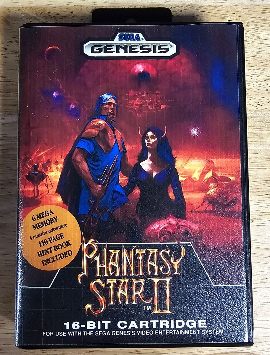 Phantasy Star II - 16 Bit Game Cartridge, Manual, Case For Phantasy Star II - 16 Bit Game Cartridge, Manual, Case For
