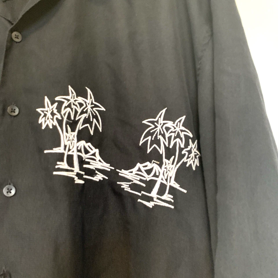 Рубашка Bruno из микрофибры мужская 2XL вышитая пальмами черная прибрежная - Изображение 3 из 4