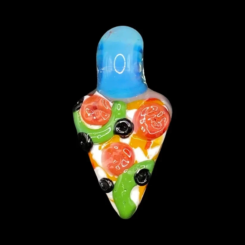 Pendentif en verre à pizza   tranche de pendentif en verre à pizza suprême