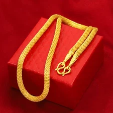 Golden 18k Necklac 20" Length Chiffon Pattern for Thai Amulet