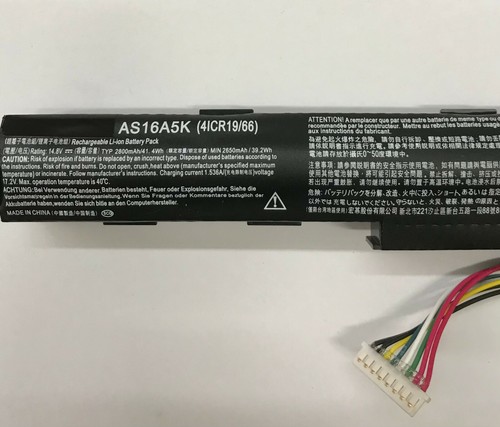 For Acer Aspire E 15:E5-475 Notebook Laptop Battery AS16A5K 41.4Wh 14.8V 2800mAh - Picture 3 of 5