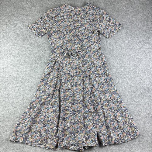 VTG Jonathan Martin Midi Dress Womens 13/14 Blue Floral Prairie Cottage Core* - Picture 7 of 15