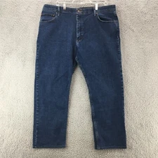 Wrangler Cropped Jeans Mens 40x29 Regular Fit Blue Denim Dark Wash High Rise