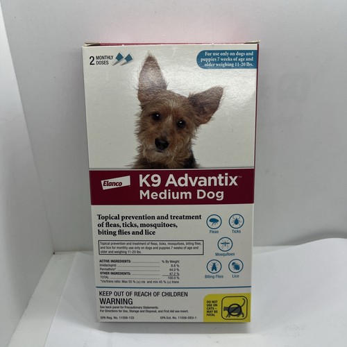 Dog Flea And Tick Killer | Elanco K9 Advantix | Medium Dogs 11-20 LBS ~ 2 Doses