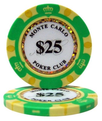 (50) $25.00 Monte Carlo 14g 3 Tone Holographic Poker Chips - Item 90-7904x2