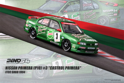イノモデル Nissan Primera 1994 Castrol 1/64 INNO MODEL NISSAN PRIMERA (P10) #3 CASTROL PRIMERA JTCC Sugo